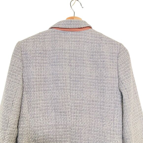 Banana Republic GEO Tweed Academy Blazer Gray White Lined Size 6 Wool Blend - Picture 7 of 15